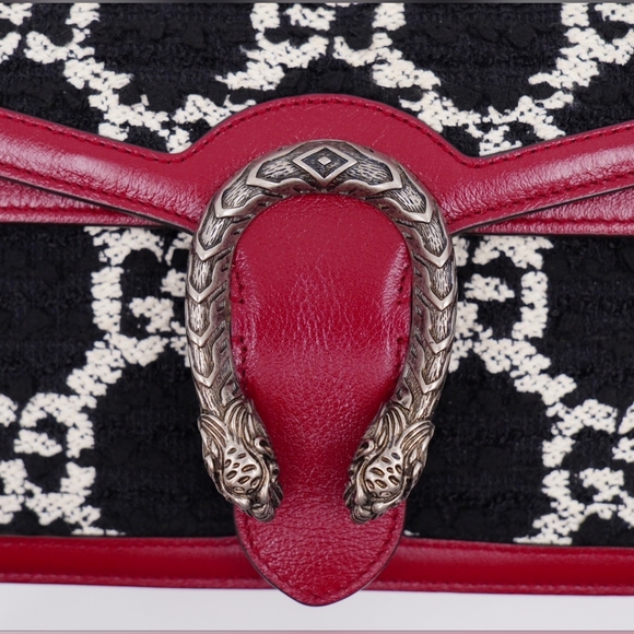 ❌️❌️SOLD❌️❌️AU16❤️ GUCCI Tweed GG Monogram Dionysus Shoulder Bag Black - Picture 3 of 15